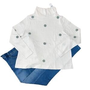 NWT LOFT Whisper White/Ivory Dotted Mock Neck Sweatshirt -